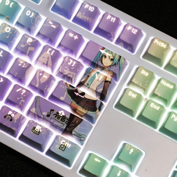 104 Keys Japanese Miku Anime Keyboard Keycap Two dimensional word through PBT Keycaps MX Switch Cherry 3 - Anime Keyboard