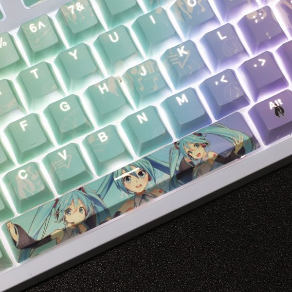 104 Keys Japanese Miku Anime Keyboard Keycap Two dimensional word through PBT Keycaps MX Switch Cherry 5 - Anime Keyboard
