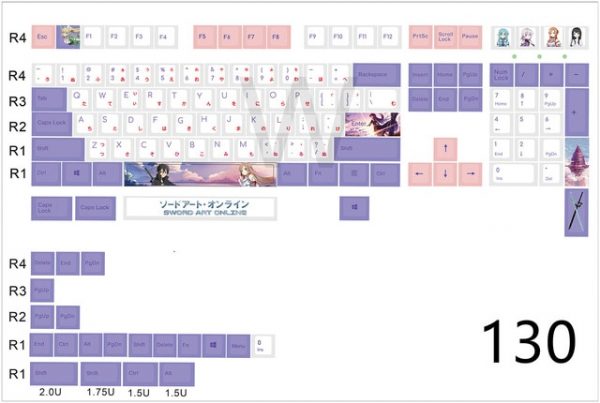 108 130 keys PBT dye sublimation key cap for MX switch mechanical keyboard Cherry profile - Anime Keyboard