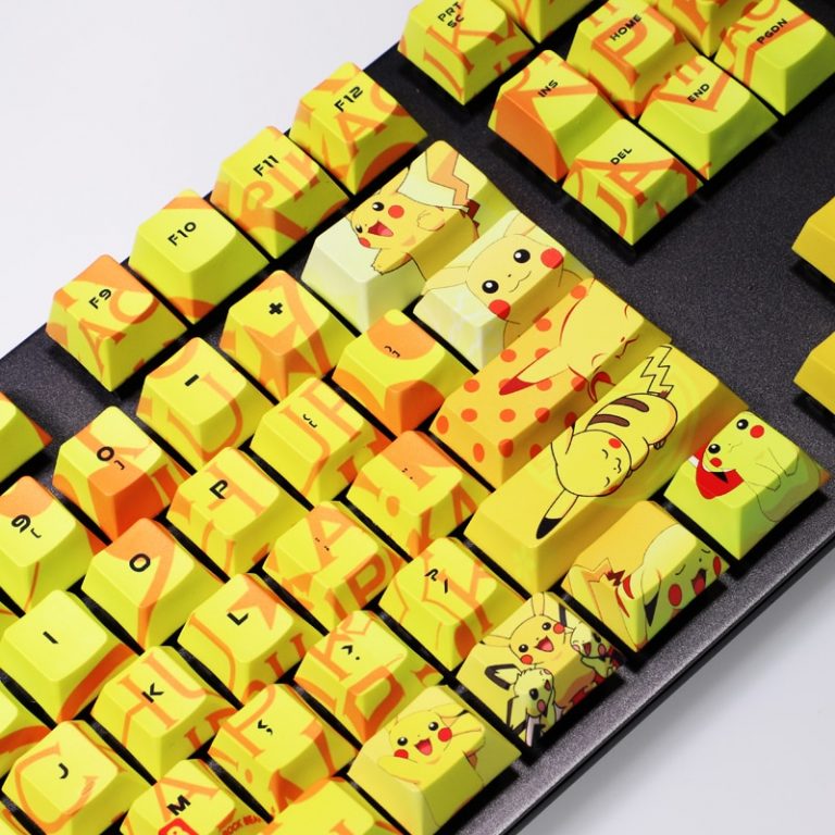 Pokemon Keyboard Pikachu 108 Keycaps Mechanical PBT Cherry Profile ...