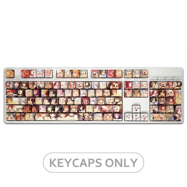 Ahegao Keycaps 108key PBT Dye Sublimation Hot Swappable Japanese Anime For Cherry Mx Gateron Kailh Switch 1 - Anime Keyboard