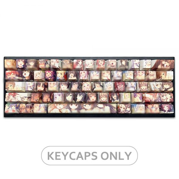 Ahegao Keycaps 108key PBT Dye Sublimation Hot Swappable Japanese Anime For Cherry Mx Gateron Kailh Switch 2 - Anime Keyboard