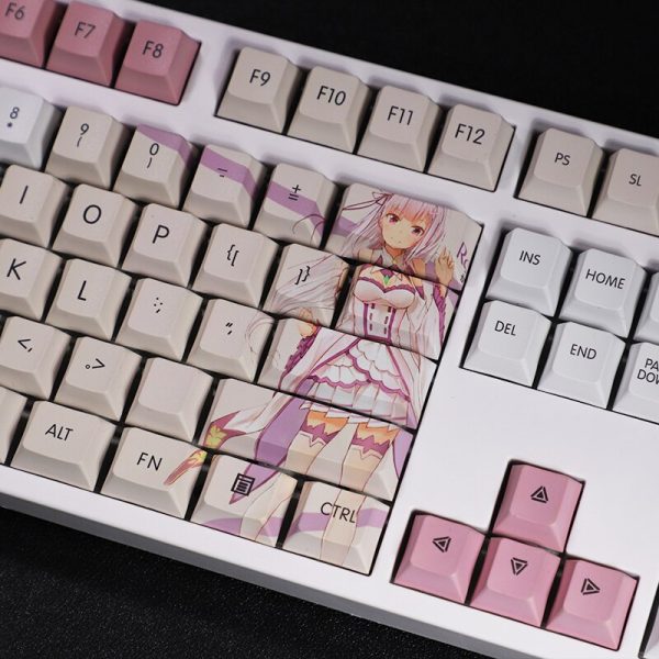 Anime Re Life In A Different World From Zero Emilia Theme Cosplay Mechanical Keyboard Keycaps for 2 - Anime Keyboard