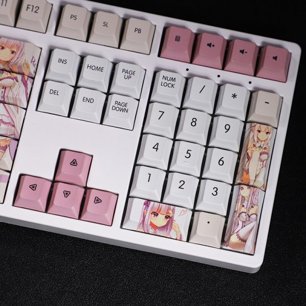 Anime Re Life In A Different World From Zero Emilia Theme Cosplay Mechanical Keyboard Keycaps for 3 - Anime Keyboard