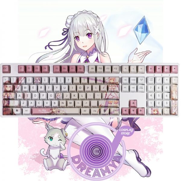Anime Re Life In A Different World From Zero Emilia Theme Cosplay Mechanical Keyboard Keycaps for - Anime Keyboard