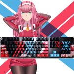 Darling In The Franxx Character Zero Two Printed Keycap Pbt Cherry Profile Sublimation Mechanical Keyboard Key - Anime Keyboard