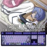 EVA Ayanami Rei word through PBT Keycaps japanese anime Keycap For mechanical keyboard Cherry profile MX - Anime Keyboard