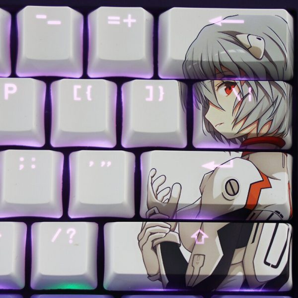 EVA Ayanami Rei word through PBT Keycaps japanese anime Keycap For mechanical keyboard Cherry profile MX 4 - Anime Keyboard