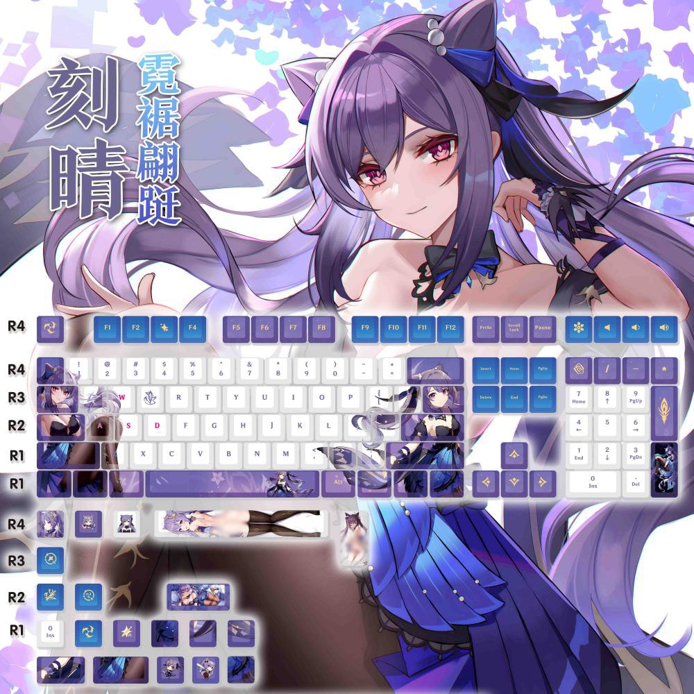 Kawaii genshin impacto anime personalidade keycaps cereja perfil