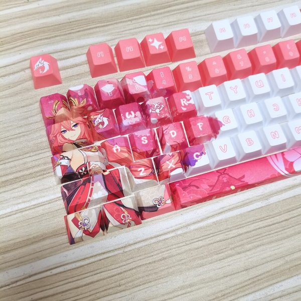 Genshin Impact Keycaps Yae Miko Guuji Theme Cherry Pbt Material Sublimation Keyboard Game Player Cool Fan 1 - Anime Keyboard