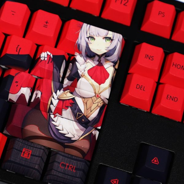Genshin Impact Noelle 108 Keys Anime Keyboard Keycap black silk maid sexy PBT Keycaps MX Switch - Anime Keyboard