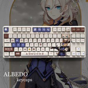 Genshin Impact Theme ALBEDO Pbt Material Keycaps 108 Keys Set for Mechanical Keyboard Oem Profile Only - Anime Keyboard