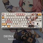 Genshin Impact Theme DIONA Pbt Material Keycaps 108 Keys Set for Mechanical Keyboard Oem Profile Only - Anime Keyboard