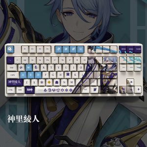 Genshin Impact Theme Kamisato Ayato Pbt Material Keycaps 108 Keys Set for 61 87 104 108 - Anime Keyboard