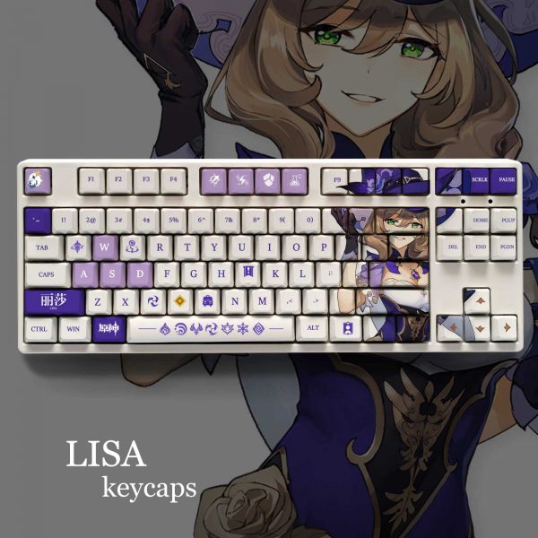 Genshin Impact Theme LISA Pbt Material Keycaps 108 Keys Set for Mechanical Keyboard Oem Profile Only - Anime Keyboard