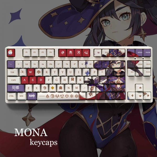 Genshin Impact Theme MONA Pbt Material Keycaps 108 Keys Set for Mechanical Keyboard Oem Profile Only - Anime Keyboard