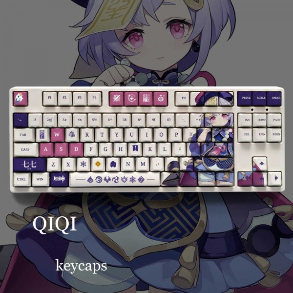 Genshin Impact Theme QIQI Pbt Material Keycaps 108 Keys Set for 61 87 104 108 Key - Anime Keyboard