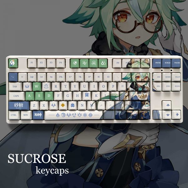 Genshin Impact Theme SUCROSE Pbt Material Keycaps 108 Keys Set for Mechanical Keyboard Oem Profile Only - Anime Keyboard