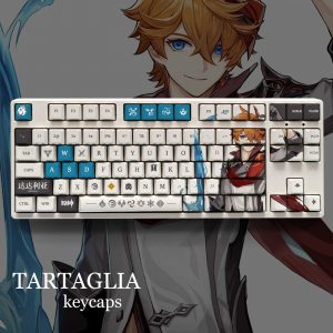 Genshin Impact Theme TARTAGLIA Pbt Material Keycaps 108 Keys Set for 61 87 104 108 Key - Anime Keyboard