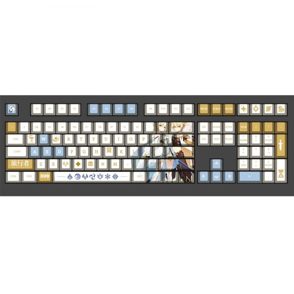 Genshin Impact Theme Traveler Pbt Material Keycaps 108 Keys Set for Mechanical Keyboard Oem Profile Only 3 - Anime Keyboard