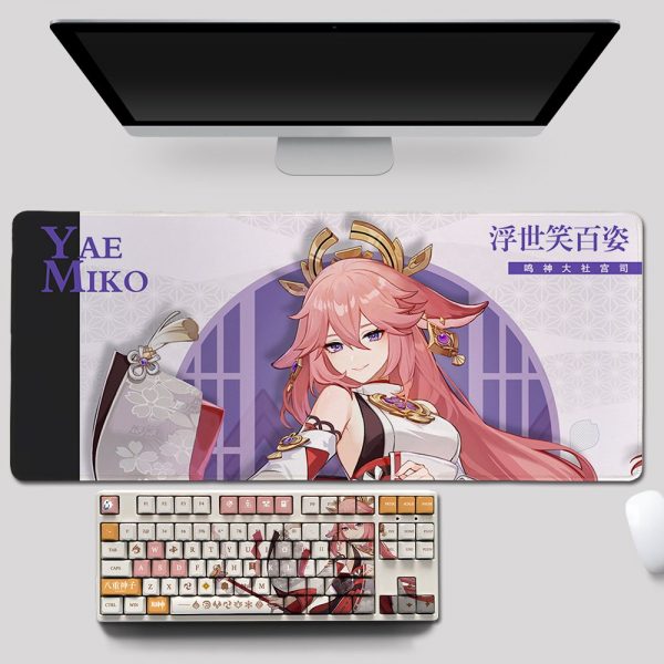 Genshin Impact Theme YAE MIKO Pbt Material Keycaps 108 Keys Set for 61 87 104 108 1 - Anime Keyboard