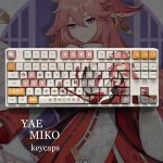 Genshin Impact Theme YAE MIKO Pbt Material Keycaps 108 Keys Set for 61 87 104 108 - Anime Keyboard