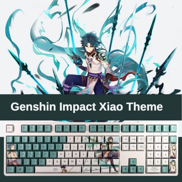 Genshin Impact xiao theme keycap gaming keyboard cap pbt material original height 108 keys mechanical keyboard - Anime Keyboard