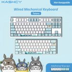 KASHCY K1087 Cyan Totoro Wired Mechanical Gaming Keyboard Swappable Switch with 87 Keys PBT Dye Sublimation 1 - Anime Keyboard