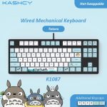 KASHCY K1087 Cyan Totoro Wired Mechanical Gaming Keyboard Swappable Switch with 87 Keys PBT Dye Sublimation 2 - Anime Keyboard