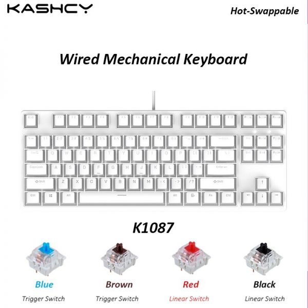 KASHCY K1087 Cyan Totoro Wired Mechanical Gaming Keyboard Swappable Switch with 87 Keys PBT Dye Sublimation 4 - Anime Keyboard