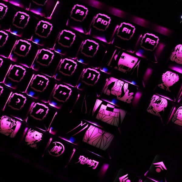 Mechanical Keyboard RGB Translucent Keycaps DIY Macro Programming For Anime Demon Slayer Hot Swap Silver Purple 2 - Anime Keyboard