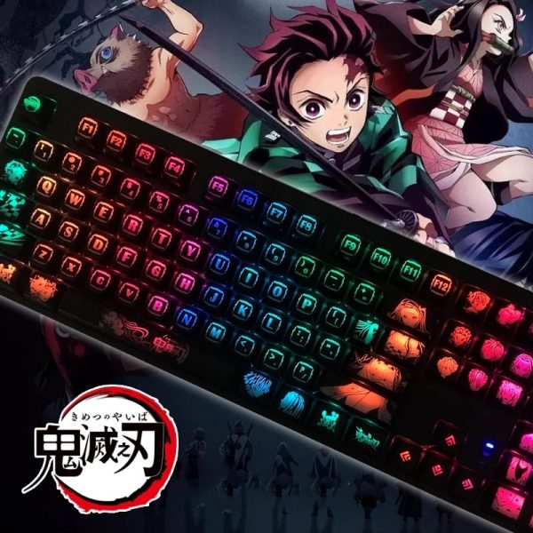Mechanical Keyboard RGB Translucent Keycaps DIY Macro Programming For Anime Demon Slayer Hot Swap Silver Purple - Anime Keyboard