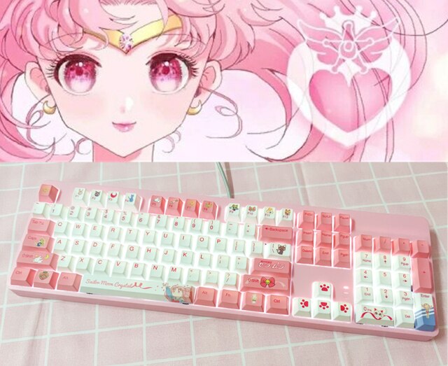 Sailor Moon Keyboard 87/104 keys Cat Claw White Light Game