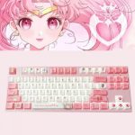 New Sailor moon pink wired gaming keyboard hand made 87 104 keys cartoon cat claw White - Anime Keyboard