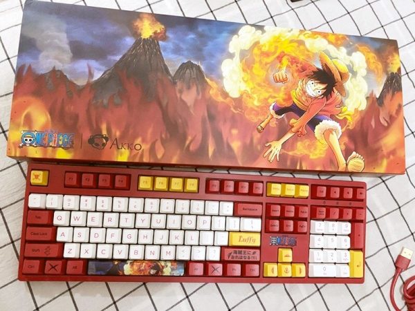 Out of print ONE PIECE Luffy gaming Keyboard 3108v2 Japanese animation style 108 keys cartoon red 4 - Anime Keyboard