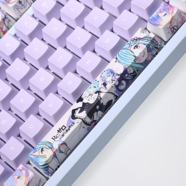 Re Life In A Different World From Zero Rem Keycaps Keyboard Decoration Emiria PBT Cosplay Keycap 2 - Anime Keyboard