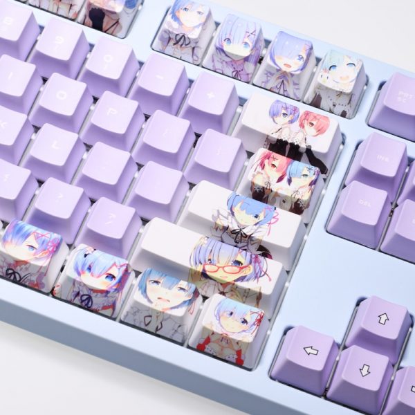 Re Zero Starting Life Anime Rem 108 Key Caps PBT DYE Sublimation Cherry Profile MX Cross 1 - Anime Keyboard