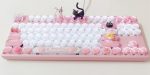 Sailor moon wired mechanical keyboard hand made 87 104 keys Circle and Square White light game 1 - Anime Keyboard