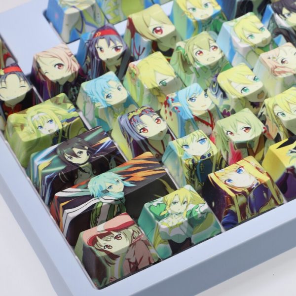 Sword Art Online full role two dimensional anime keycaps Online game character cartoon PBT Sublimation cherry 1 - Anime Keyboard