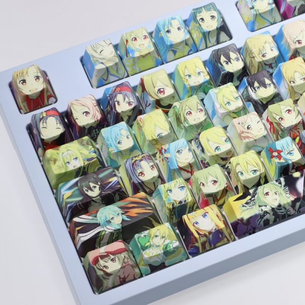 Sword Art Online full role two dimensional anime keycaps Online game character cartoon PBT Sublimation cherry 3 - Anime Keyboard