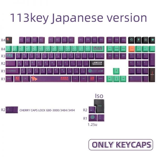 Anime Evangelion Theme 113/134 Keycaps For Mechanical Keyboard Cherry MX Switch Loose keycaps ONLY