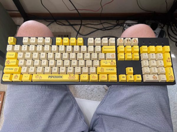 Anime Pokemon Theme Psyduck 128 Keycaps For Mechanical Keyboard for GH60 GK61 GK64 84 87 104 108 Mechanical Keyboard Keycaps ONLY