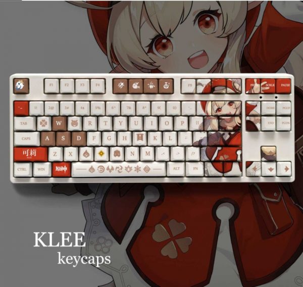 Genshin Impact KLEE Pbt Material Keycaps 108 Keys Set for Mechanical Keyboard Oem Profile Only KeyCaps ManyuDou 25