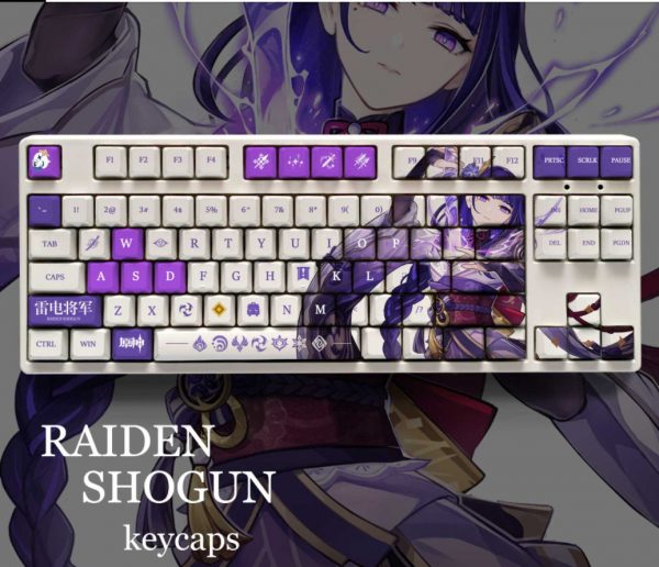 Genshin Impact Theme RAIDEN SHOGUN Pbt Material Keycaps 108 Keys Set for Mechanical Keyboard Oem Profile Only KeyCaps 30