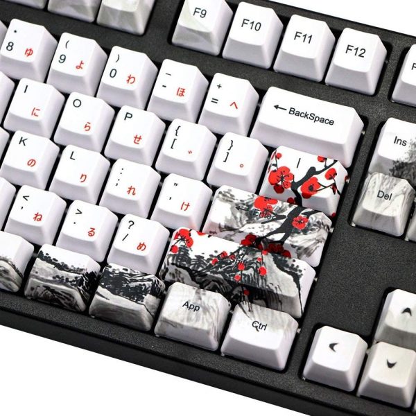 Plum Blossom Cherry Profile Key Cap |  110 Keycap Set  | Cherry MX | Resin Key caps | Gift for Gamers | Key cover | Gaming Accessories | Key