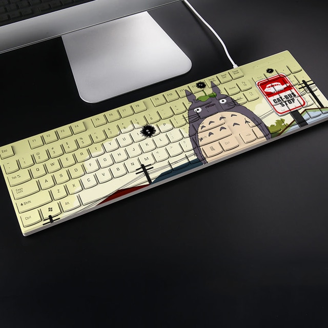 104 Keys Gaming Keyboard Totoro Anime Keyboards Custom USB Wired Cute Keyboard Kawaii Office Laptop - Anime Keyboard