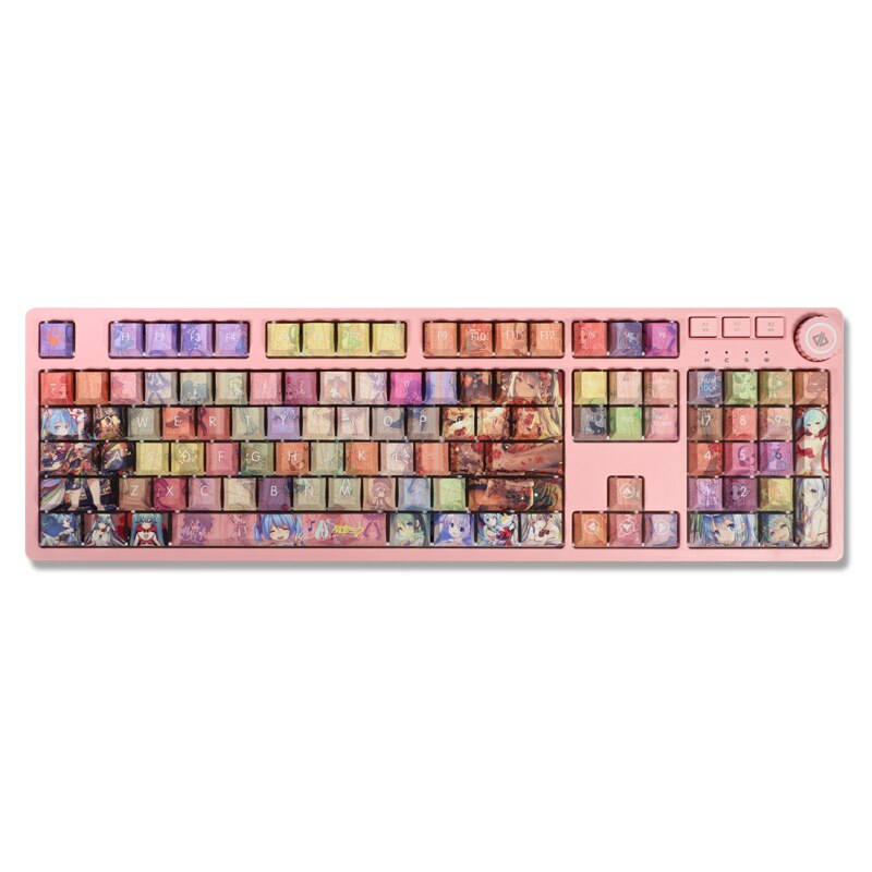 108 Keys Miku Keycaps Japanese Anime Keycap Cherry Profile PBT Dye Sublimation Mechanical Keyboard Keycap For 5 - Anime Keyboard