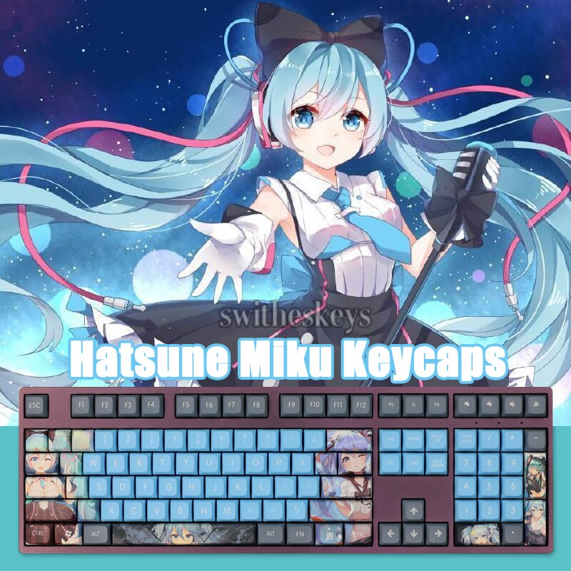 108 Keys Miku Keycaps Japanese Anime XDA Profile PBT Dye Sublimation Mechanical Keyboard Keycap MX Switch - Anime Keyboard