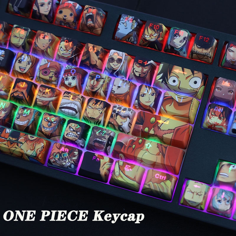 108 Keys PBT Keycaps Anime One Piece Gartoon Characters Gamer Mechanical Keyboard Backlit RGB Five sides - Anime Keyboard