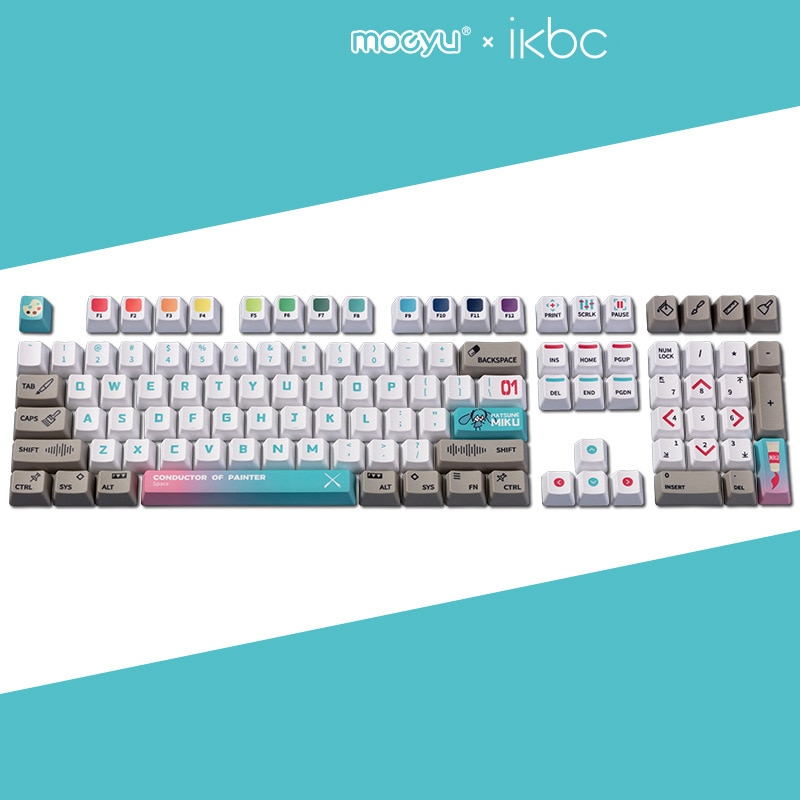 2022 New Hatsune Miku Graffiti Conductor Theme Key Cap 108 Key Miku Mechanical Keyboard Key Cap 1 - Anime Keyboard